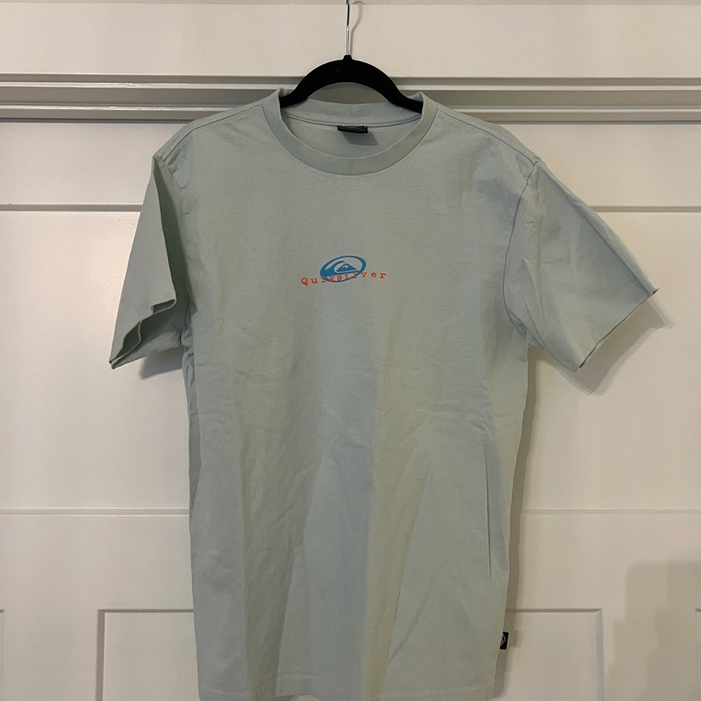 Quiksilver Men's Sky Blue Tee with Orange Logo